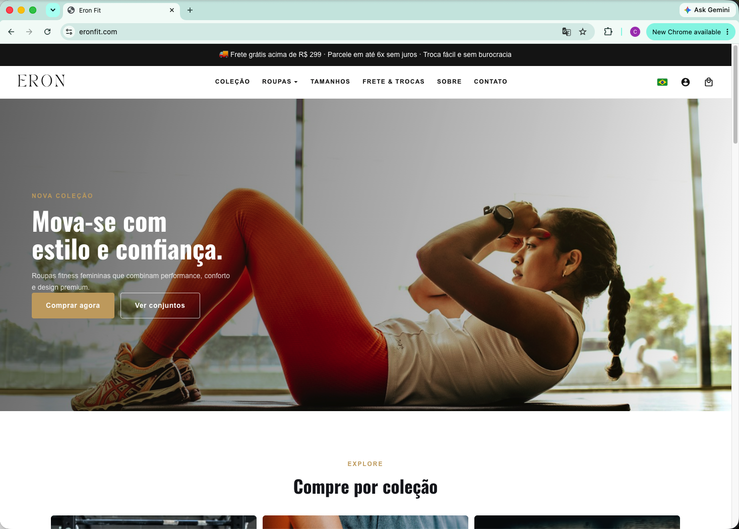Loja Eron Fit na Cloudmerce, com coleção de roupas fitness