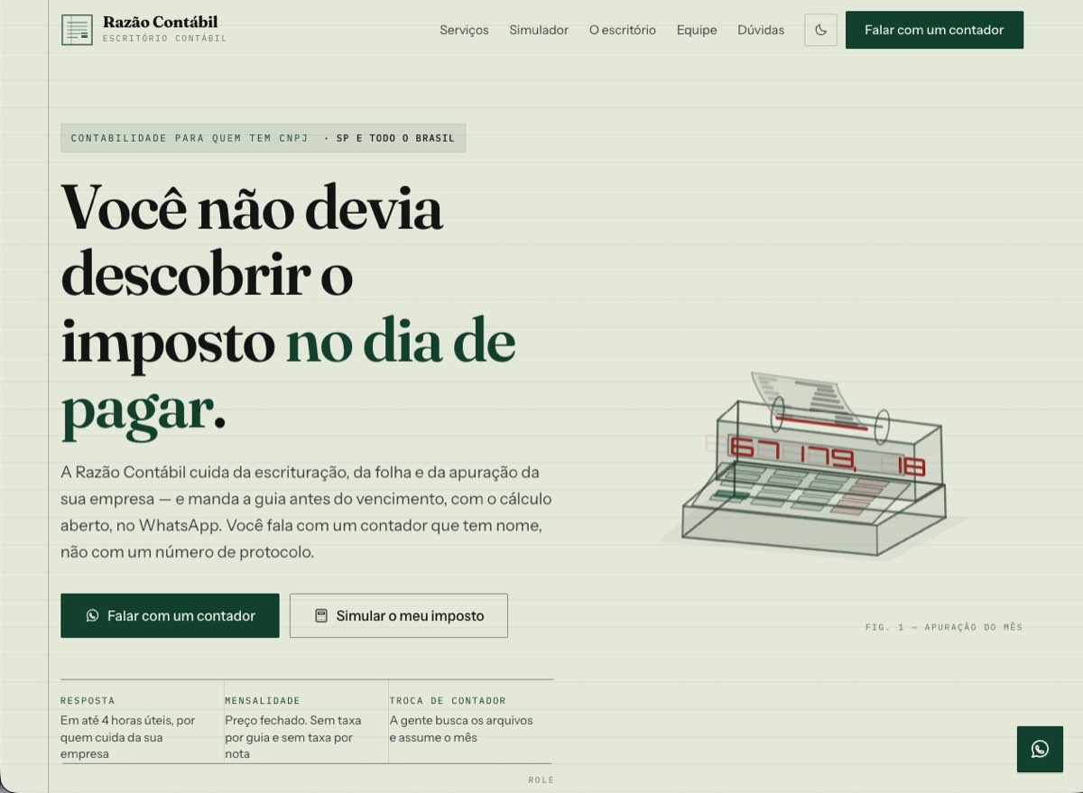 Demonstração do site Razão Contábil